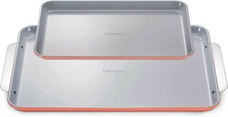 Caraway Non-Stick Ceramic Baking Sheet Duo - Naturally Slick Ceramic Coating - Non-Toxic, PTFE & PFOA Free - 18 x 13" Large & 15 x 10" Medium - Perracotta