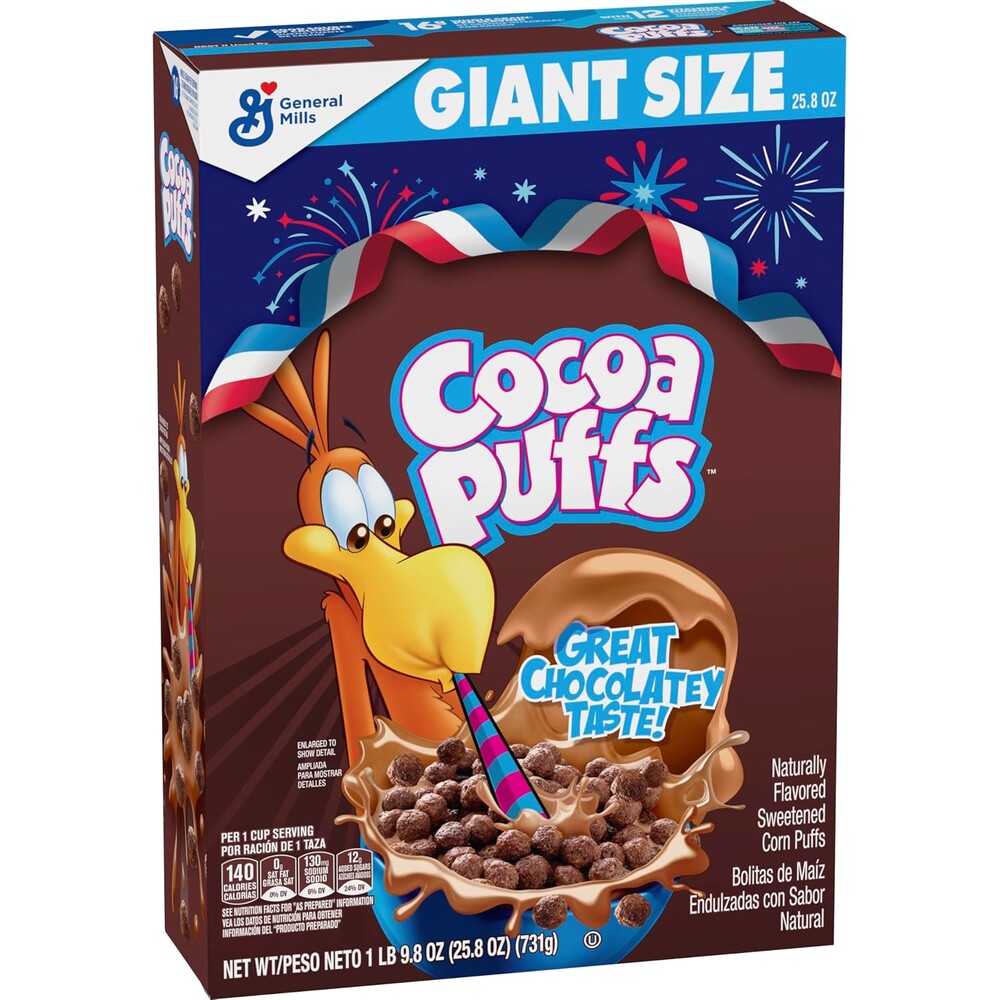 Cocoa Puffs, Chocolate Breakfast Cereal with Whole Grains, Giant Size, 25.8 oz