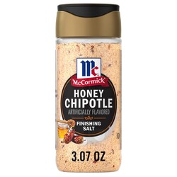 McCormick Finishing Salt, Honey Chipotle, Spicy Chipotle & Sweet Honey, For Steaks, Pork, Chicken, Grilled Veggies & Fries, No Colors from Artificial Sources, Kosher, 3.07 oz