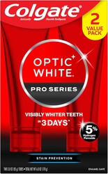 Colgate Optic White Pro Series Teeth Whitening Toothpaste with 5% Hydrogen Peroxide, Stain Prevention, Mint, 3 Ounces (2 Pack)