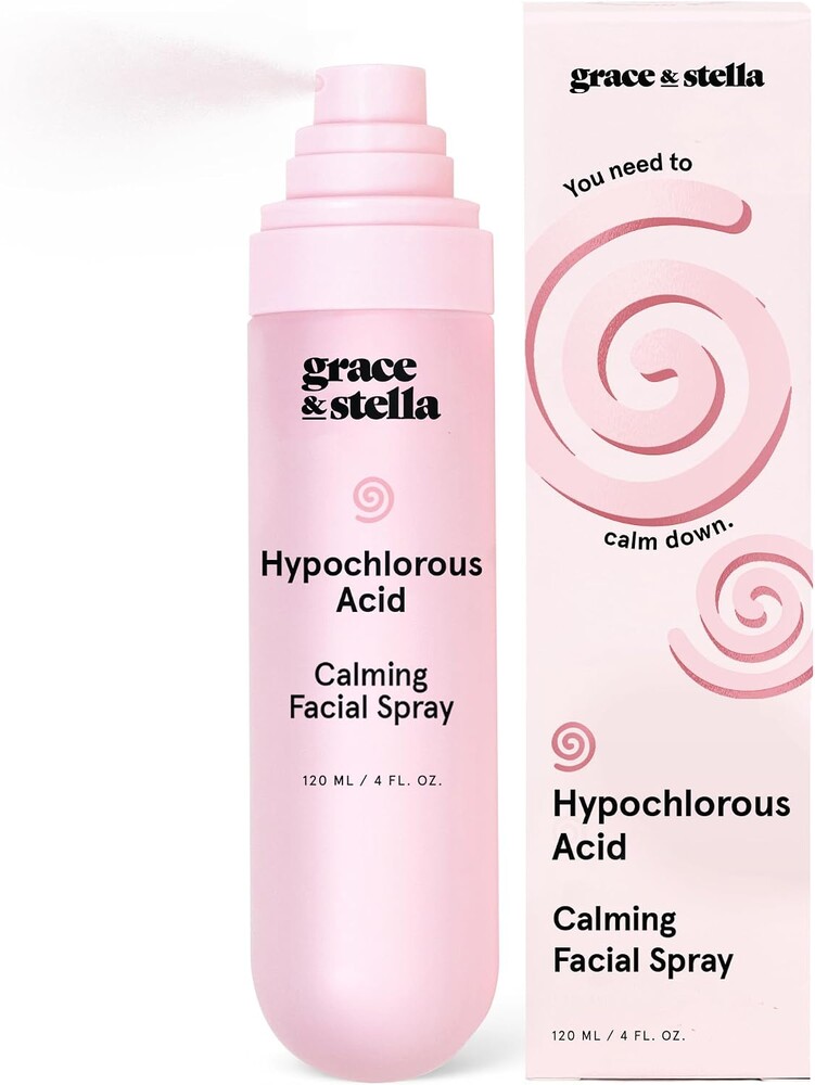 grace & stella Hypochlorous Acid Spray for Face - Acne Spray - Gentle Face Mist to Calm Redness, Flare-Ups, Breakouts, Body Acne, Bacne - Soothing Facial Mist for Sensitive Skin (120ml/4 fl oz)