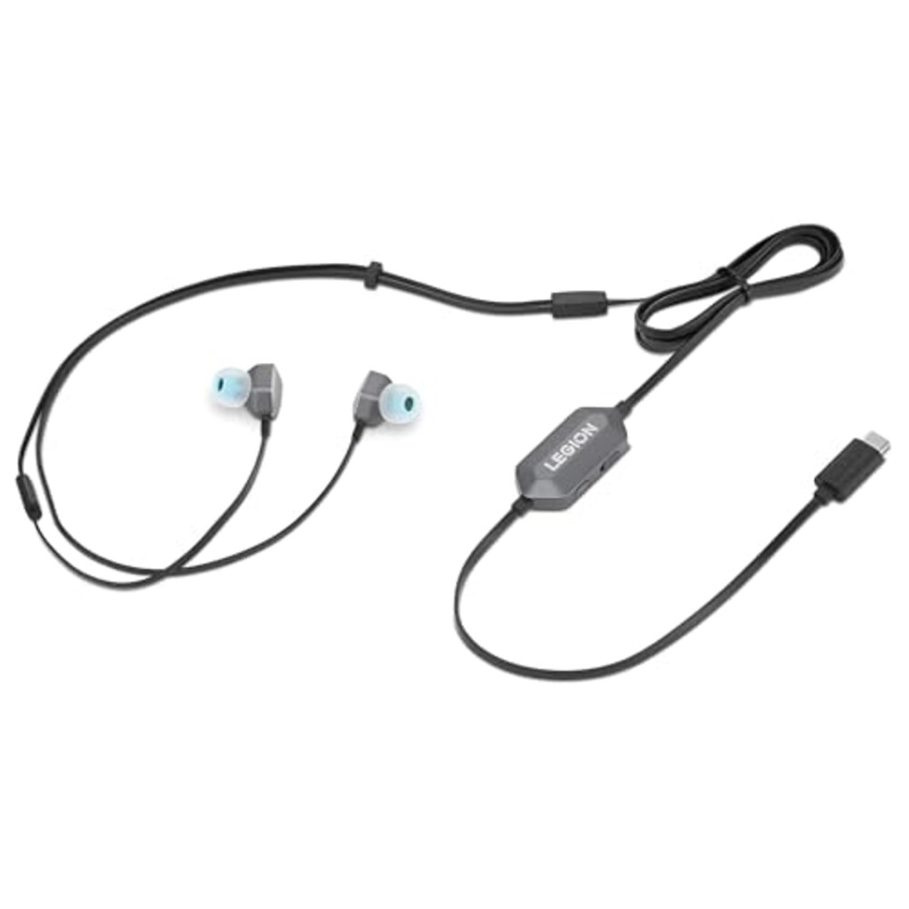 Lenovo Legion RGB Gaming in-Ear Headphones with USB-C E510-7.1 Surround Sound, Hi-Res Audio, in-Line Controller with RGB Lights - Compatible with PC, Tablet, Phone