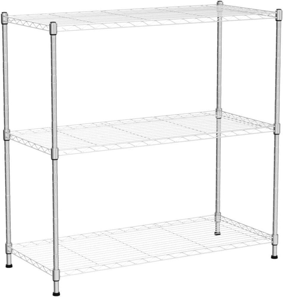 Catalina Creations EFINE 3-Shelf Chrome Shelving Unit with 3-Shelf Liners, Adjustable Rack, Steel Wire Shelves Storage for Kitchen and Garage (36W x 16D x 36H)