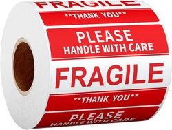 2" x 3" Fragile Stickers for Shipping and Moving Please Handle with Care Fragile Thank You Do Not Drop, Warning Stickers Fragile Labels, Permanent Adhesive(500 Labels, 1 Roll)