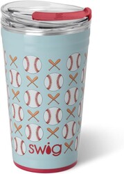 Swig Life 24oz Party Cup, Stackable Insulated Travel Coffee Tumbler with EZ Slider Lid, Cup Holder Friendly, Stainless Steel 24 oz Tumbler, Reusable Coffee Mug (Home Run)