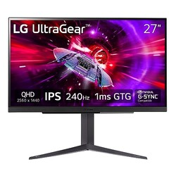 LG 27GR83Q-B 27-inch UltraGear QHD (2560x1440) IPS Gaming Monitor, 240Hz, 1ms, DisplayHDR 400, G-Sync AMD FreeSync Premium, HDMI 2.1 DisplayPort, 4-Pole HP Out DTS GP:X, Tilt/Height/Pivot Stand, Black