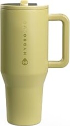 HydroJug Traveler - 40 oz Water Bottle with Handle & Flip Straw - Fits in Cup Holder, Leak Resistant Tumbler-Reusable Insulated Stainless Steel & Rubber Base - Gifts for Women & Men, Olive