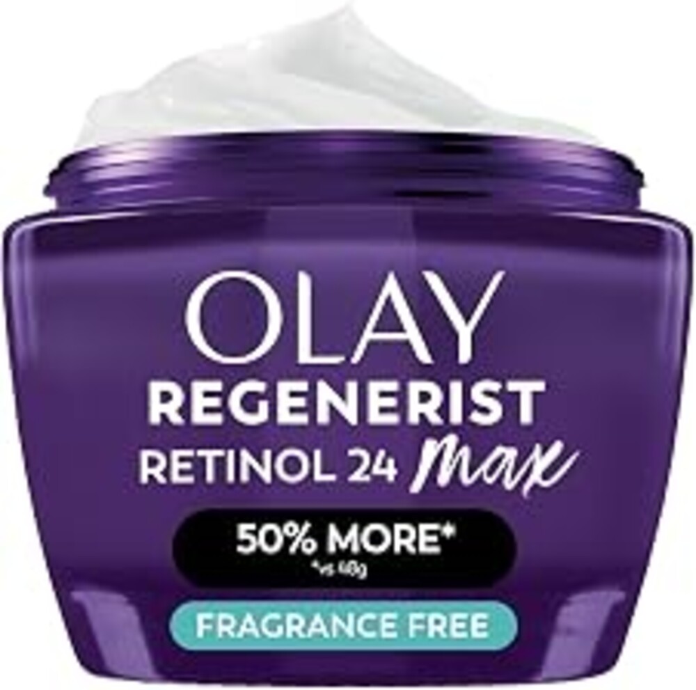 Olay Retinol Night Cream for Women, MAX, Anti-Aging Face Mousturizer, Fragrance-Free, Non Greasy - Anti-Wrinkle, Smooth Fine Lines, Hydrating Skin Care - Triple Collagen Cream, Niacinamide, 2.6oz