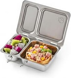 PlanetBox Shuttle Stainless Shuttle Bento Box Style Lunch Box for Kids with 2 Compartments – Durable, Dishwasher Safe & BPA-Free Food Container