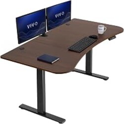 VIVO Electric 63 x 32 in Standing Desk, Memory Height Adjustment, 1B Series, Holds 220 lbs, Dark Walnut Top Black Frame, DESK-KIT-1B1D