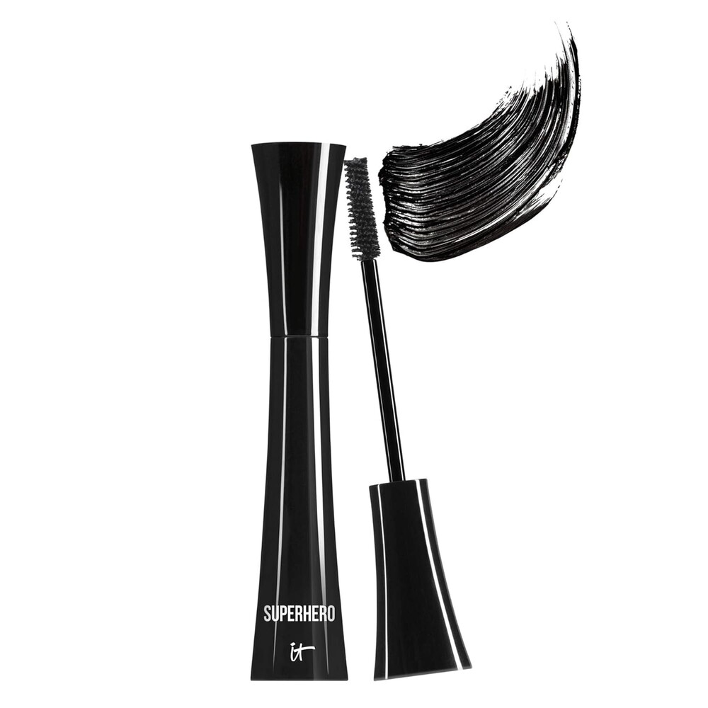 IT Cosmetics Superhero Mascara Black – Volumizing & Lengthening, Buildable Volume, Hydrolyzed Collagen, Biotin, Peptides, Lifting & Curling Formula, Super Black Pigment, Suitable for Sensitive Eyes