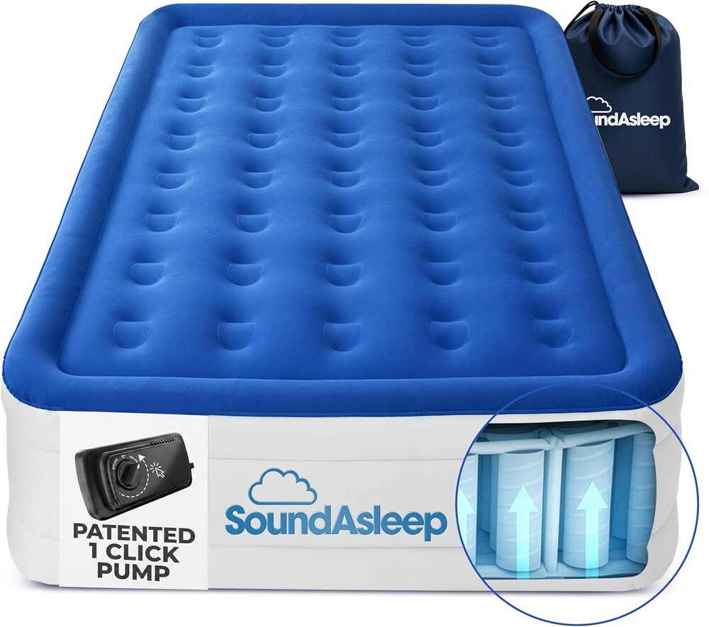 SoundAsleep Dream Series Luxury Air Mattress with ComfortCoil Technology & Built-in High Capacity Pump for Home & Camping- Double Height, Adjustable, Inflatable Blow Up, Portable - Twin XL Size