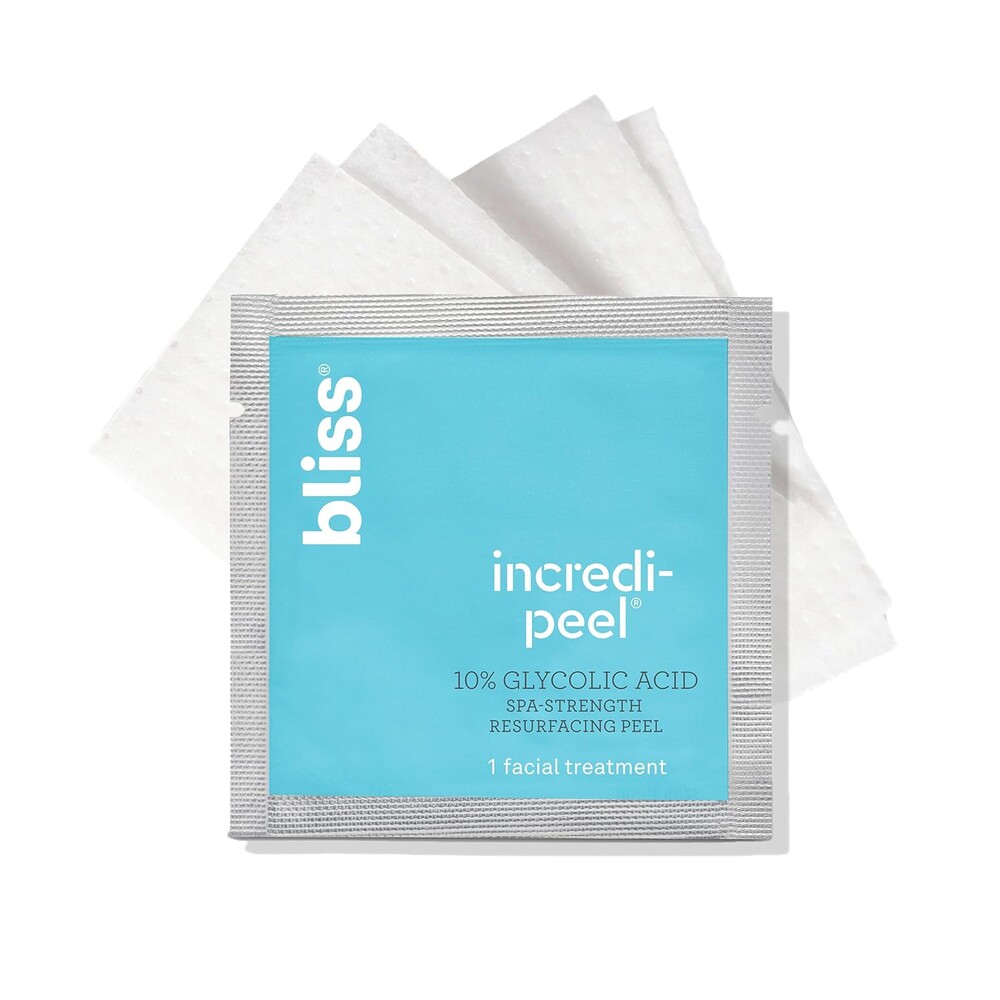 Bliss That's Incredi-Peel Glycolic Resurfacing Facial Pads - 15 ct - Single-Step Pads for Exfoliating and Brightening - Targets Fine Lines and Discoloration - Travel-Friendly - Vegan & Cruelty-Free