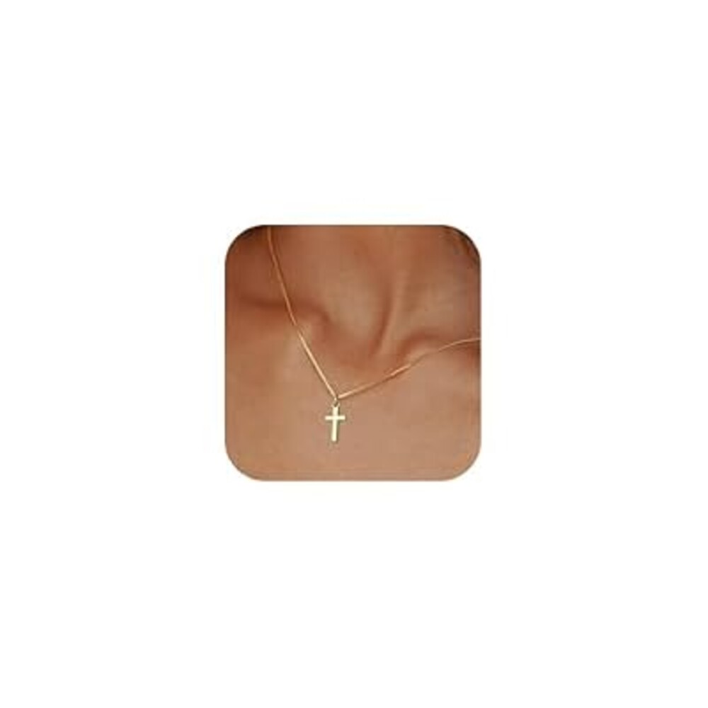 Bheop Cross Necklace for Women Trendy 14K Dainty Gold Silver Plated Cross Pendant Necklaces Simple Cute Faith Charm Choker Religious Drop Dangle Chain Necklace Non Tarnish Costume Jewelry Gift