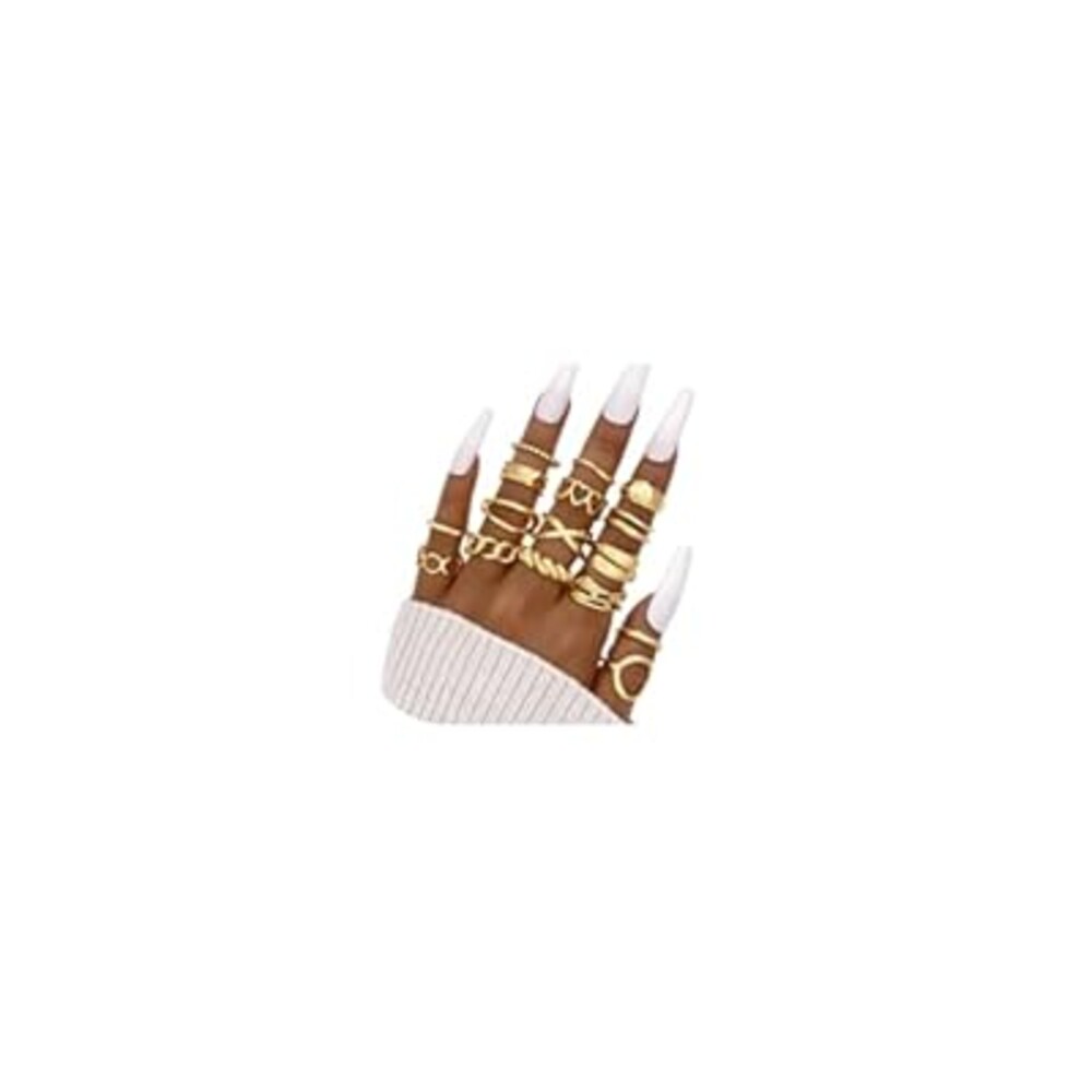 XIUQILAI 15-25 Pcs Chunky Gold Rings Set for Women, Stackable Finger Midi Rings, Dainty Gold Stacking Statement Womens ring pack