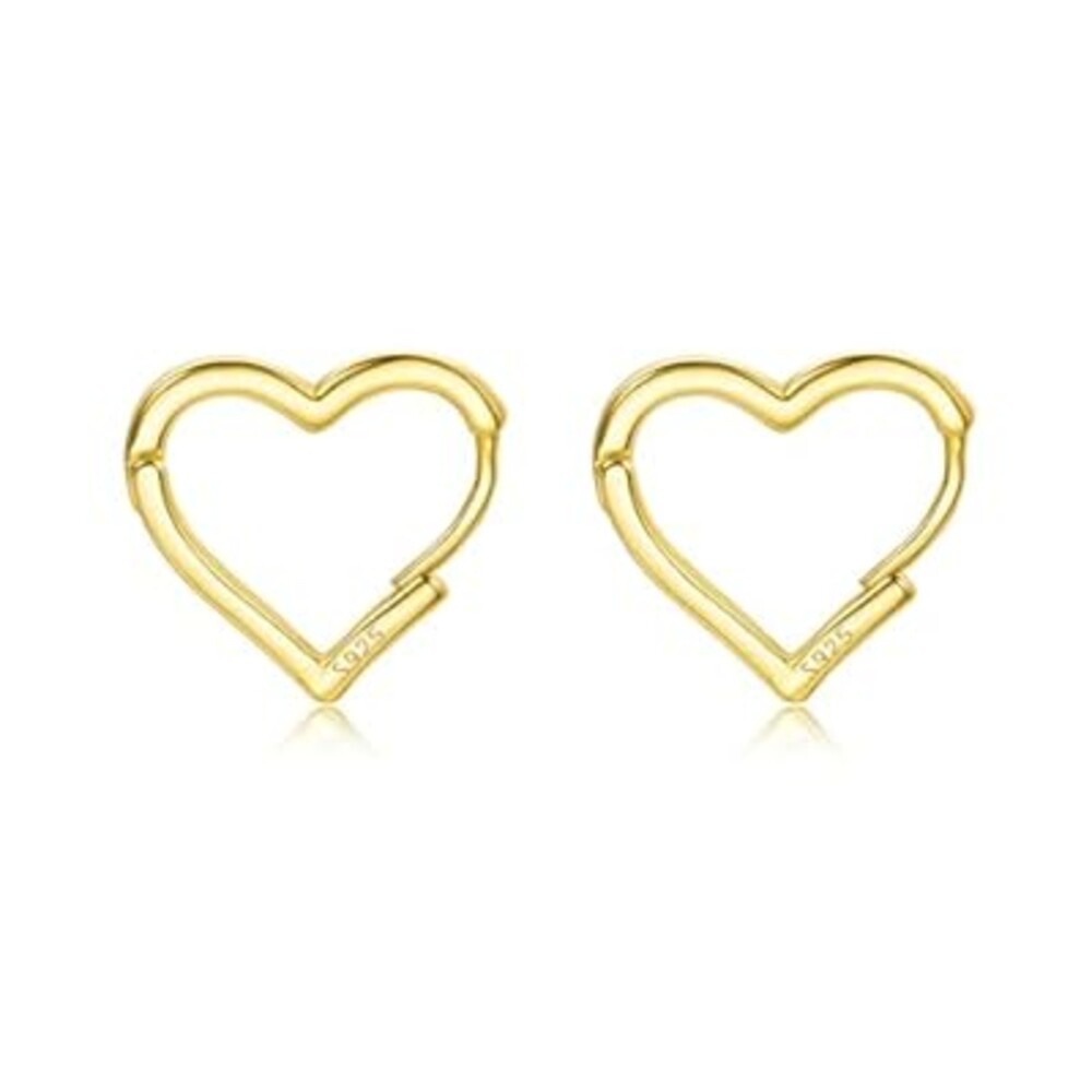 DHZJTSL 925 Sterling Silver 1.6CM Heart Hoop Earrings for Women Girls, with 925 Sterling Silver Posts, Sweet Love Heart Shaped Earrings