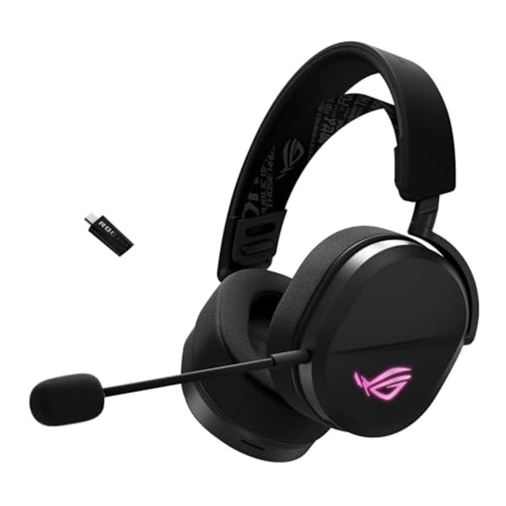 ASUS ROG Pelta Wireless Gaming Headset with Detachable Mic – Tri-Mode (BT, 2.4GHz, USB-C) 50mm Titanium-Plated Drivers, 70Hr Battery, Ergonomic, Lightweight, for PC, PS5, PS4, Switch, Mobile - Black
