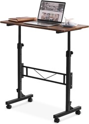 Amztabler Small Standing Desk Adjustable Height, Mobile Stand Up Desk with Wheels, 32 Inch Portable Rolling Desks Conference Room Tables for Walking Pad Treadmill Wood Rustic