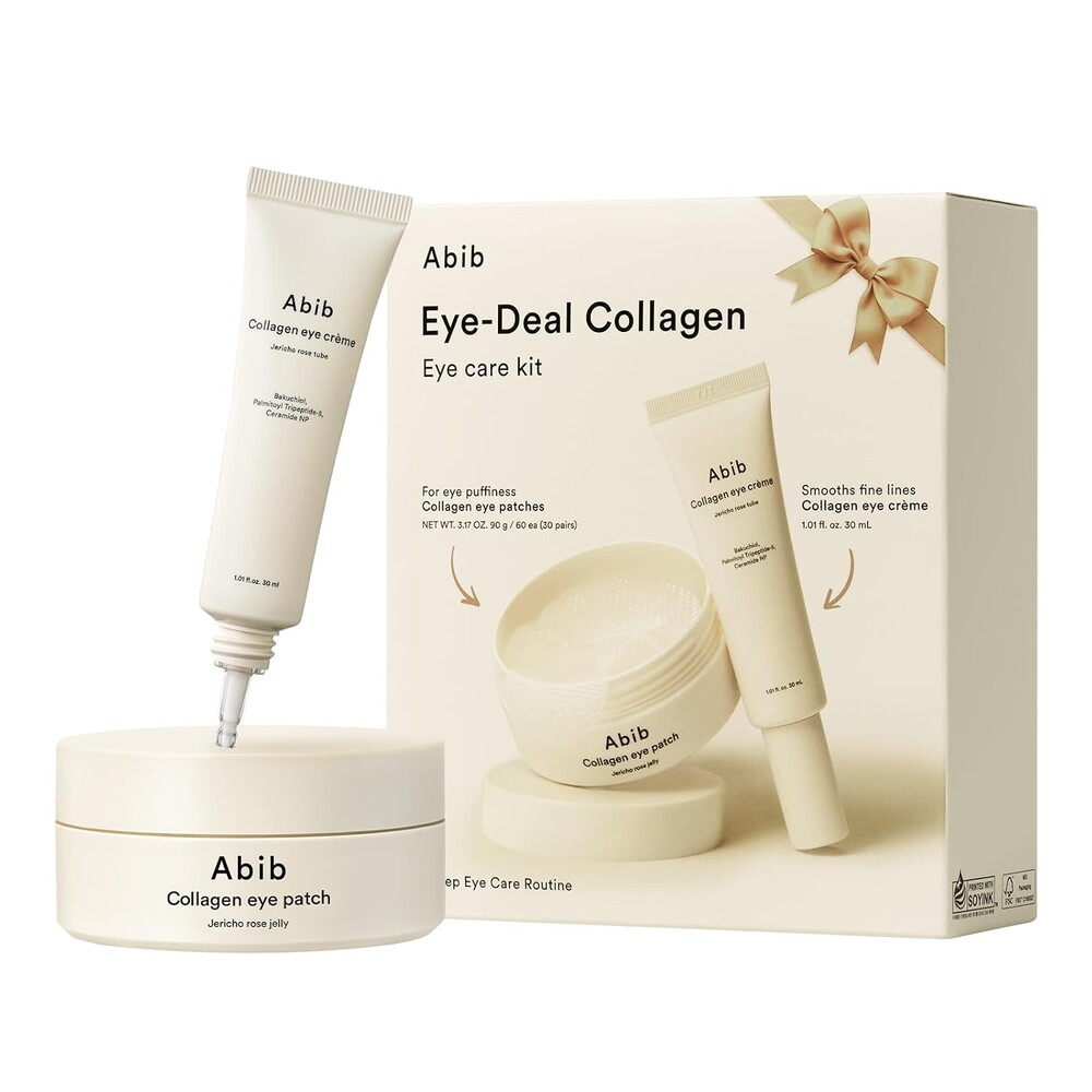 Abib Eye-Deal Eye Care Kit, Eye Patches & Eye Cream Duo, Vegan Collagen Eye Patch, Non-animal Collagen Eye Cream | Puffy Eyes and Dark Circles, Anti-Wrinkle | Gifts for Women (Under Eye Care Duo)