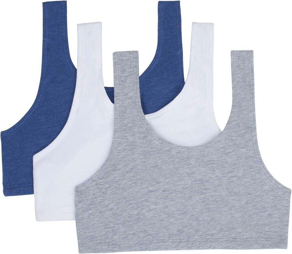 Fruit of the Loom Girls' Cotton Built -Up Stretch Sports Bra in Everyday Colors Pack