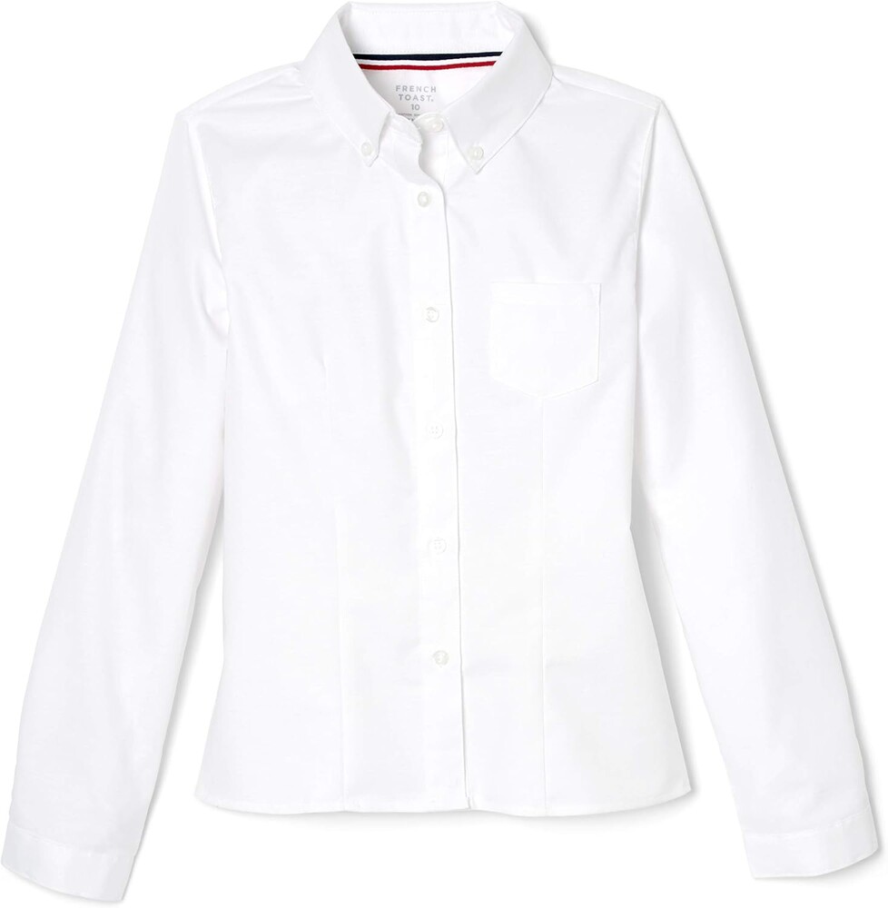 French Toast Girls' Fitted Wrinkle-Resistant Long Sleeve Oxford Shirt