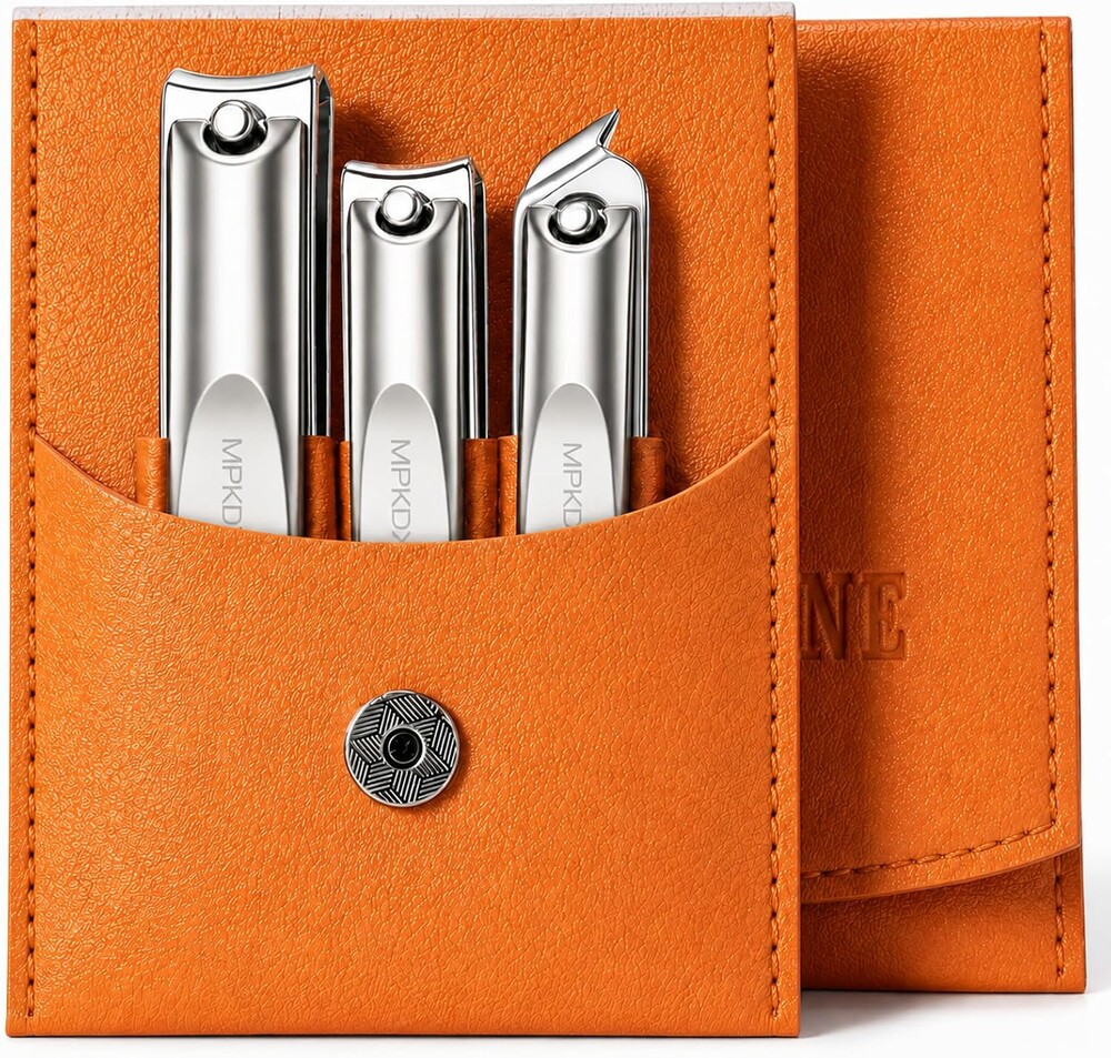 Upgraded 20% Ultra Sharper All-in-One Fingernail and Toenail Clippers, 15% Thicker Sturdy DE-420J2 Stainless Steel, Great Gifts Nail Clippers for Seniors Toe Nail Clippers Case (3-in-1 Satin Silver)