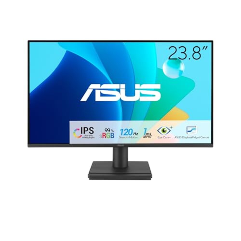 ASUS 24” (23.8-inch viewable) 1080P VA249HG Eye Care Monitor – IPS, Full HD, 99% sRGB, Frameless, 120Hz, Adaptive-Sync, 1ms, HDMI, VGA, Low Blue Light, Flicker Free, Wall Mountable, 3 yr Warranty