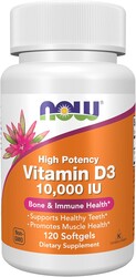 NOW Foods Supplements, Vitamin D-3 10,000 IU, Highest Potency, Structural Support*, 120 Softgels