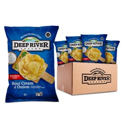 Deep River Snacks Sour Cream & Onion Kettle Cooked Potato Chips, Healthy Snacks Option for parties & Get together, Sour Cream And Onion Chips Variety Pack, 5 Ounce (Pack of 12)