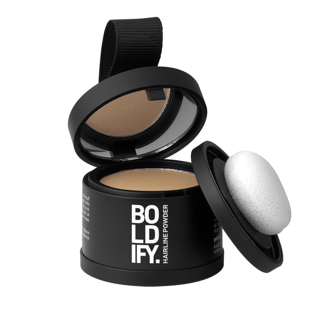 BOLDIFY Hairline Powder - Water-Resistant Root Touch Up Hair Color for Gray Coverage - 24-Hour Stain-Proof, Mess-Free Hair Powder for Thinning Hair - Dark Blonde (4.5g)
