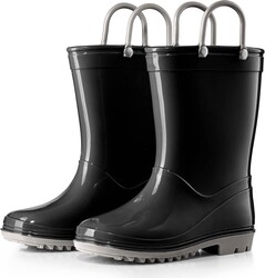 Puddle Play Solid Colors PVC Rainboots - Lightweight, Waterproof, Easy on Handles, Toddler and Little Kid Boys and Girls
