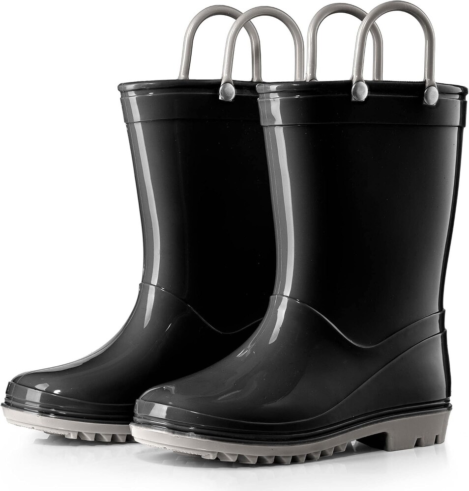 Puddle Play Solid Colors PVC Rainboots - Lightweight, Waterproof, Easy on Handles, Toddler and Little Kid Boys and Girls
