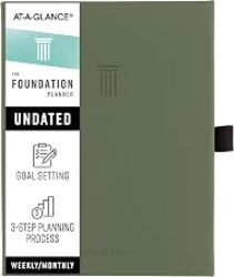 AT-A-GLANCE Foundation Planner, Undated Inspiration Journal, Set Goals, Track Progress, Create Habits, Weekly & Monthly, Small, 5-3/4" x 8-1/4", Green (FD-200-60)