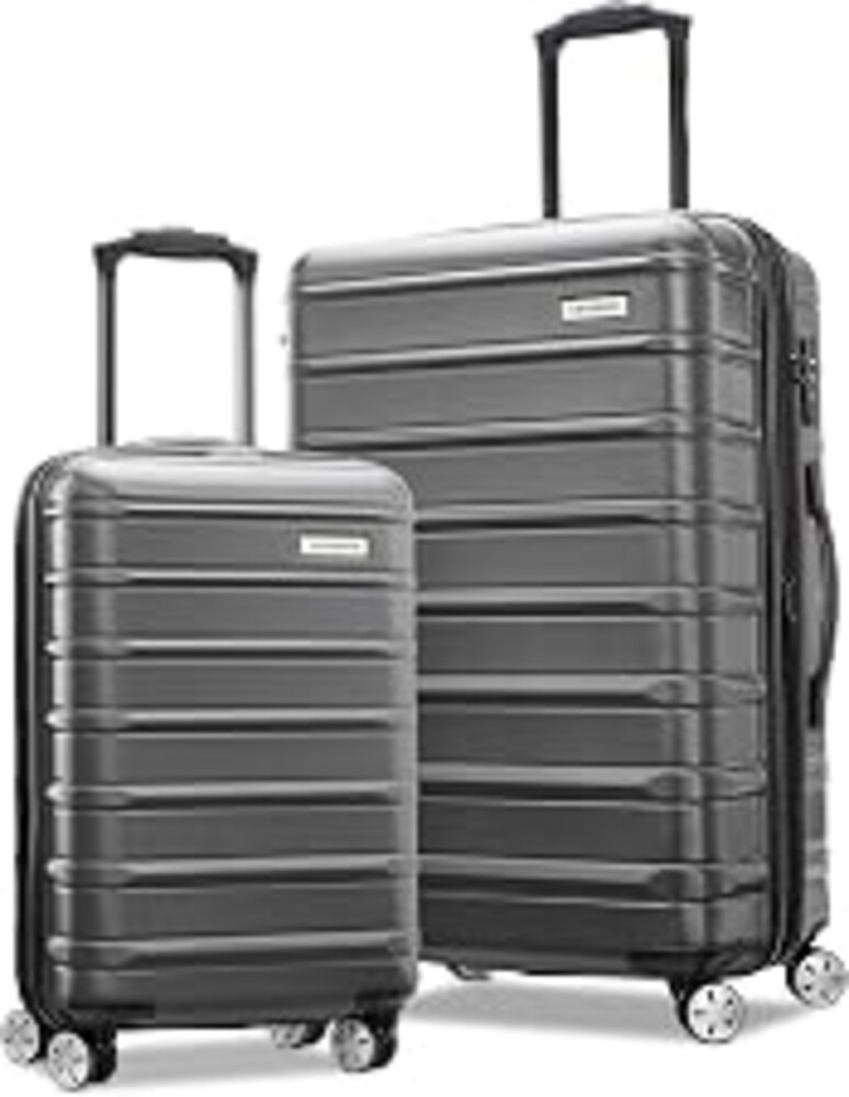 Samsonite Omni 2 Hardside Expandable Luggage with Spinner Wheels, 2-Piece Set (19/24), SOLID CHARCOAL