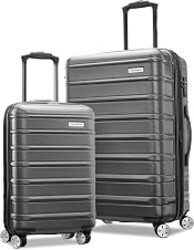 Samsonite Omni 2 Hardside Expandable Luggage with Spinner Wheels, 2-Piece Set (19/24), SOLID CHARCOAL