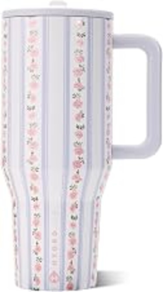 HydroJug Traveler - 40 oz Water Bottle with Handle & Flip Straw - Fits in Cup Holder, Leak Resistant Tumbler-Reusable Insulated Stainless Steel & Rubber Base - Gifts for Women & Men, Primrose