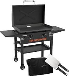 Blackstone 2450AZ 28" Omnivore Griddle with Hood Bundle | Includes 28" Griddle with Hood, Soft Cover, and Two Spatulas