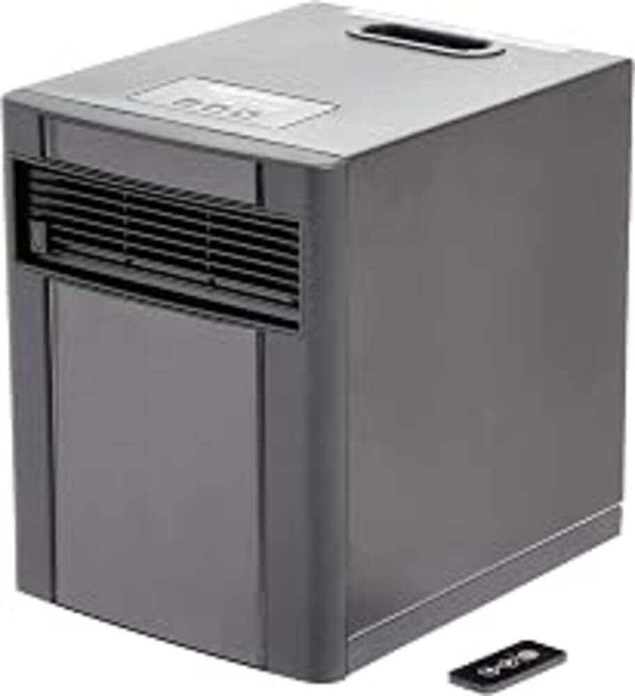 Amazon Basics Portable Space Heater with Remote Control, Adjustable Thermostat, Indoor Use, Energy-Saving Setting, LED Display 1500W, 11.4"D x 14.5"W x 14.7"H, Black