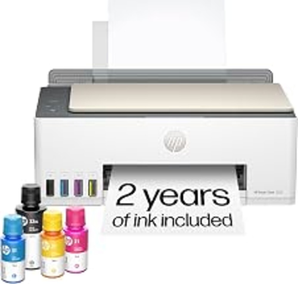 HP Smart Tank 5000 Wireless All-in-One Ink Tank Printer, Scanner, Copier with 2 Years of Ink Included, Best-for-Home, Cartridge-Free, Refillable and AI-Enabled. (5D1B6A)