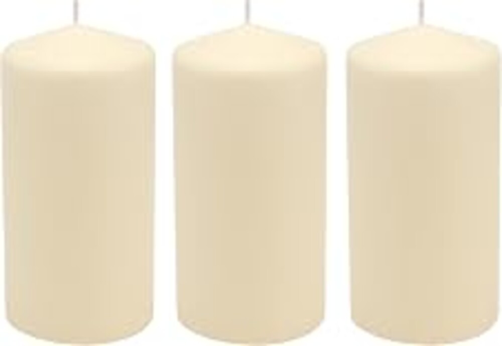 Stonebriar Unscented Pillar Candles – 65 Hour Burn Time, Long-Lasting Wax Candles for Weddings, Holidays, Home Décor & Special Events, Pack of 3, Ivory, 3" x 6"