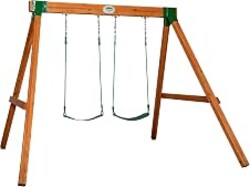 Backyard Discovery Durango Cedar Wood Swing Set Kit with Classic A-Frame, Two Belt Swings, Pinch-Free Ropes, Easy Assembly, Heavy-Duty, Lumber and Hardware Included, Outdoor Playset, Ages 3-10