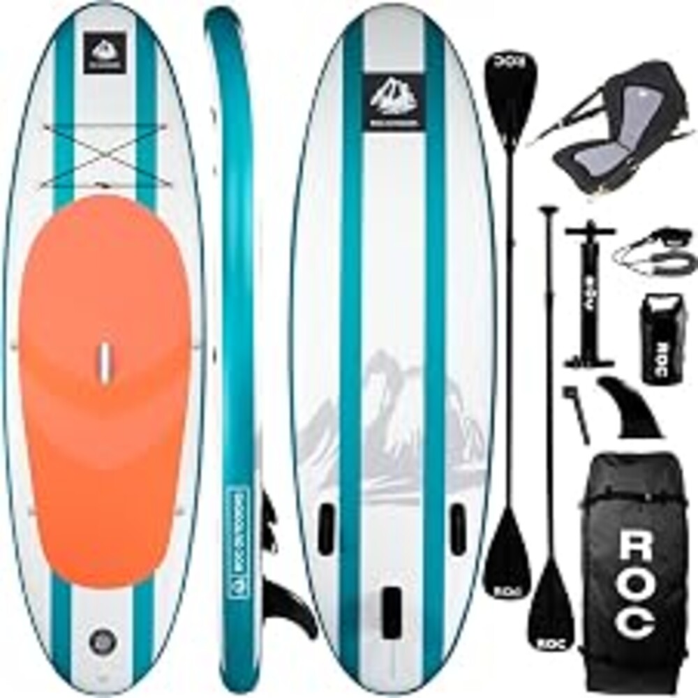 Roc Inflatable Stand Up Paddle Board with Premium SUP Paddle Board Accessories, Wide Stable Design, Non-Slip Comfort Deck for Youth & Adults