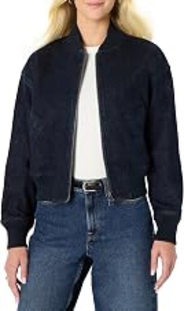Amazon Essentials Women's Relaxed-Fit Denim Bomber Jacket