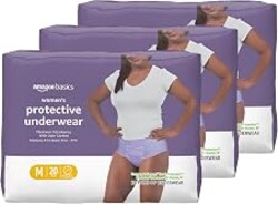 Amazon Basics Maximum Absorbency Incontinence Underwear for Women, Disposable Postpartum, Bladder Leak Protection, Odor Control, Soft, Medium, Lavender, 60 Count (3 Packs of 20)