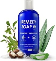 Truremedy Naturals Shea Butter Body Wash – Fragrance-Free Moisturizing Shower Gel for Men and Women – Hydrating Body Soap with Aloe, Jojoba, and Rosemary Oil, 12 oz