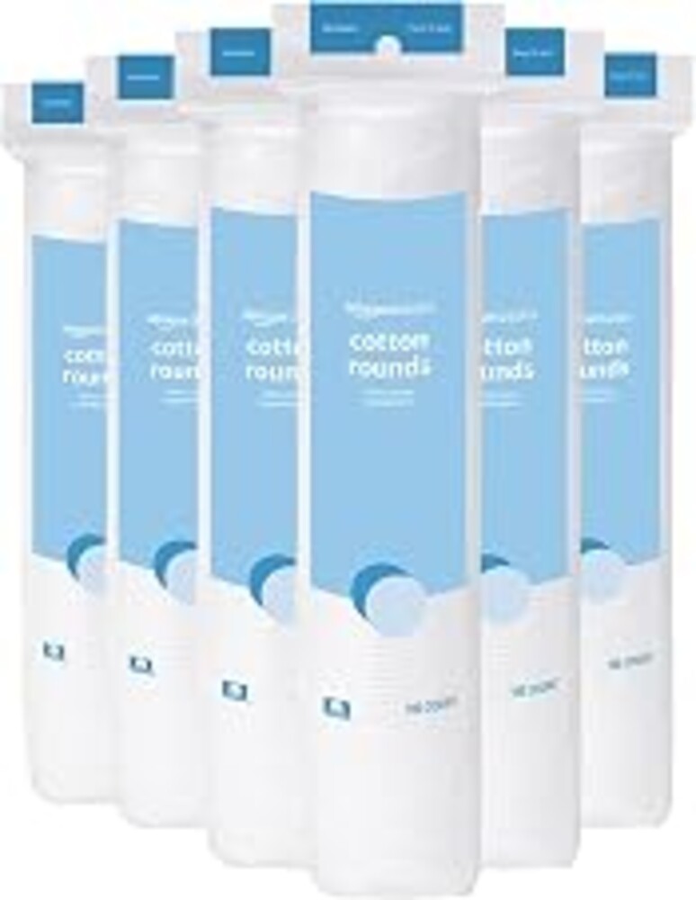 Amazon Basics Hypoallergenic 100% Cotton Rounds for Makeup Remover and Skincare, All Skin Types, 600 Count, 6 Packs of 100 Count