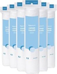 Amazon Basics Hypoallergenic 100% Cotton Rounds for Makeup Remover and Skincare, All Skin Types, 600 Count, 6 Packs of 100 Count