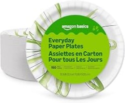 Amazon Basics Everyday Paper Plates, 10 Inch, Disposable, 150 Count, Packaging May Vary