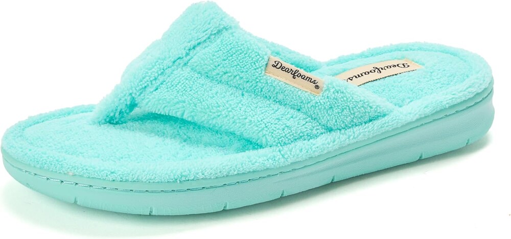 Dearfoams Women's Melanie Colorblocked Microfiber Terry Thong Slipper