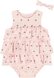 Tommy Hilfiger Baby Girls' 2-Piece Bubble Sunsuit with Headband